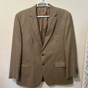 Ralph Lauren Brown Houndstooth Patterned Wool Silk Sport Coat Men's Size 48L